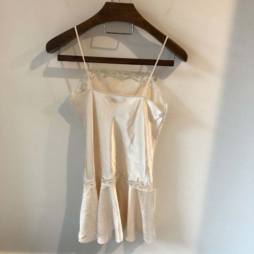 VINTAGE SATIN LACE SLIP DRESS CREAM - Picture 3 of 4